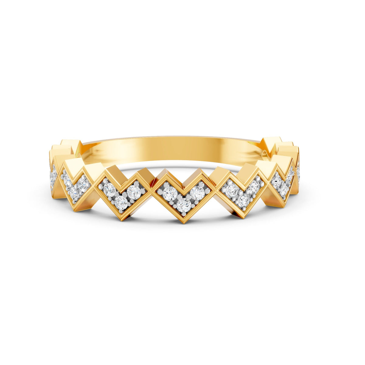 0.14Ct Round Cut Moissanite Half Eternity Band Ring 14K Gold Plated