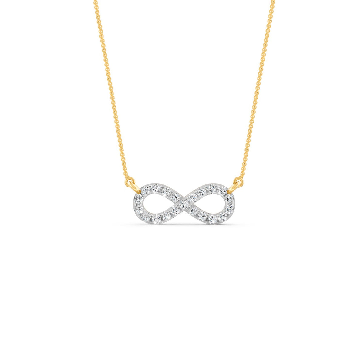 0.33Ct Round Cut Moissanite Infinity Pendant Necklace 14K Yellow Gold Plated