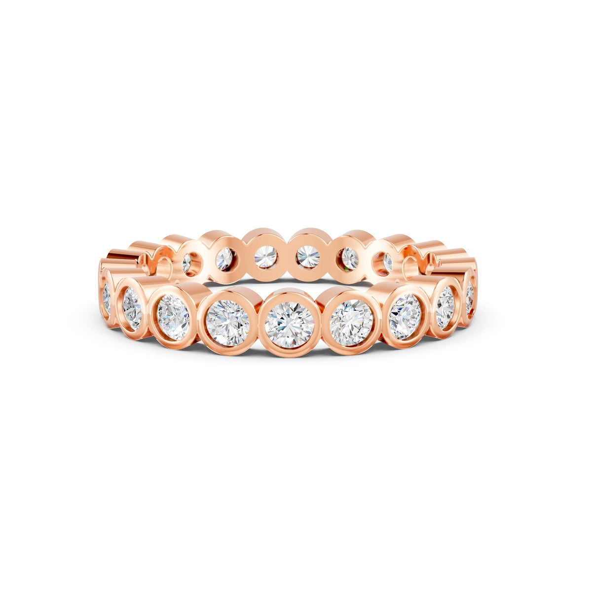 1.14Ct Round Cut Moissanite Bezel Set Full Eternity Band Ring 14K Gold Plated