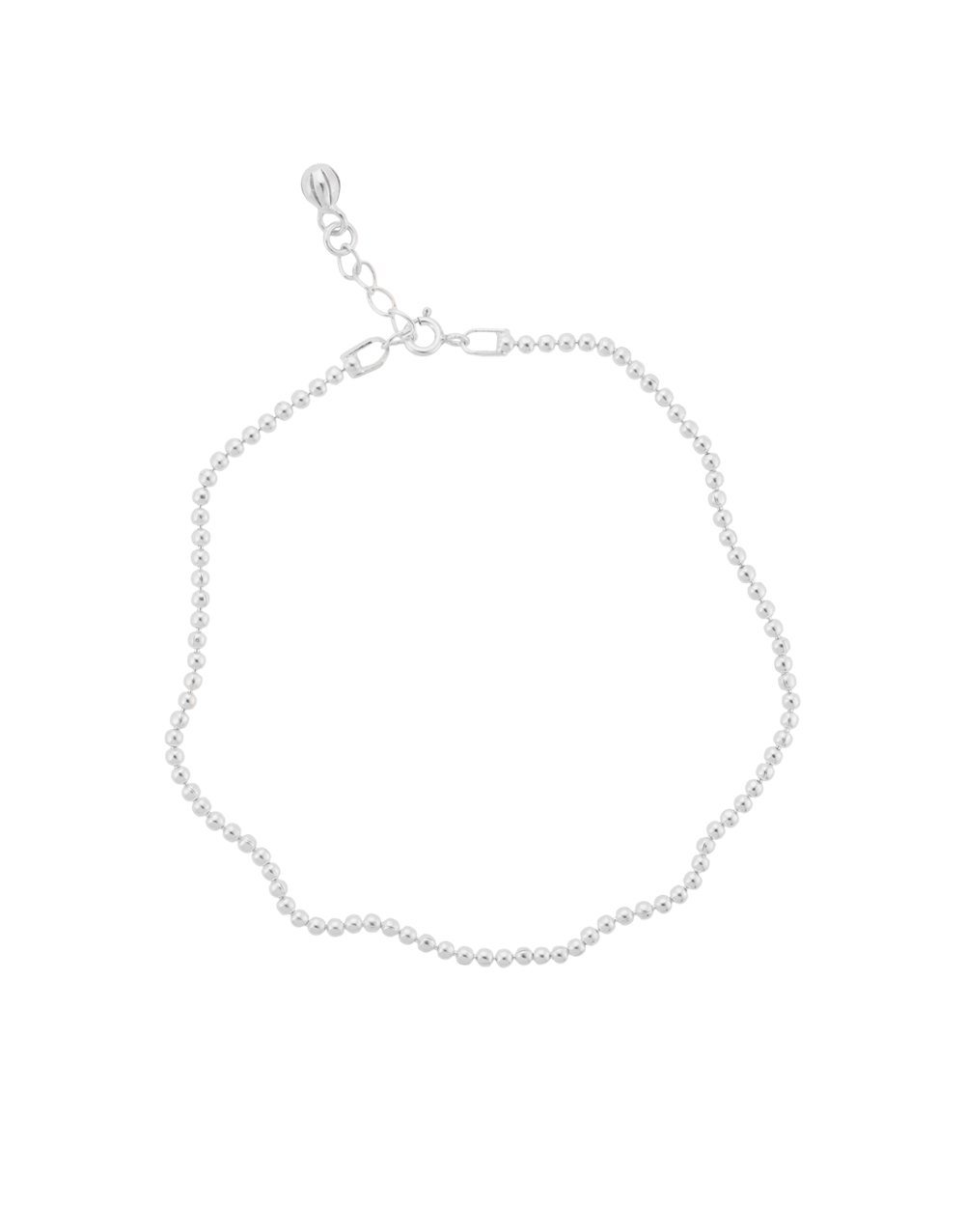 Sterling Silver Beaded Charm Anklet