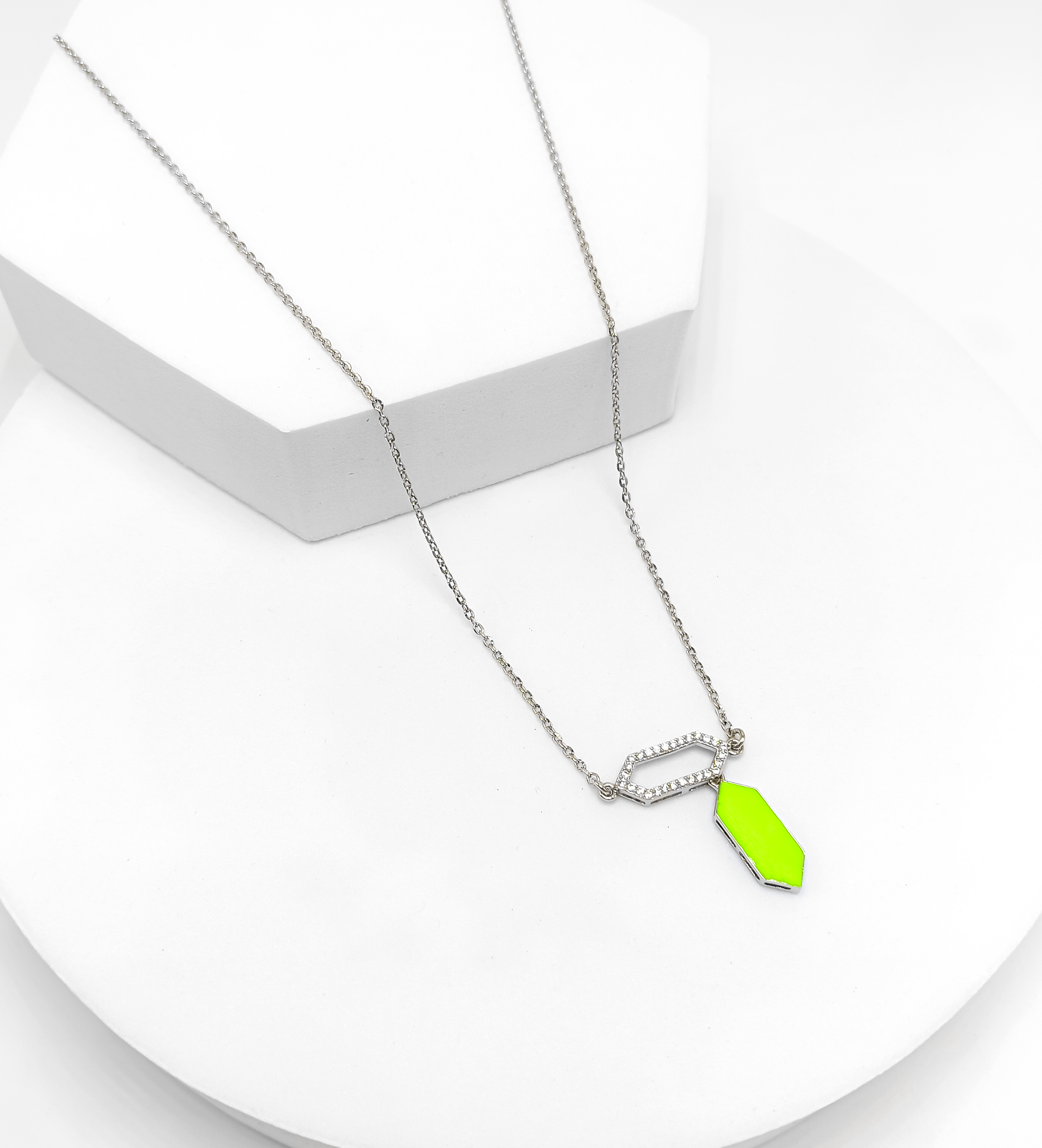 92.5 Silver Green Necklace