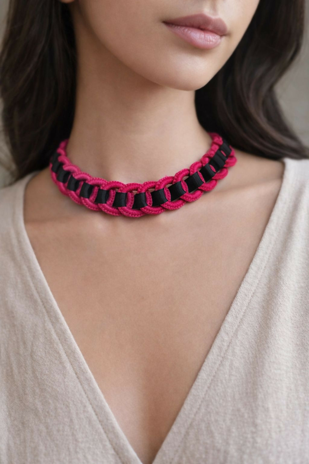 pink coil circuit necklace