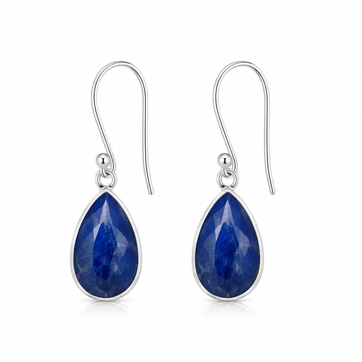 Azure Teardrop Sapphire 925 Sterling Silver Drop Earrings