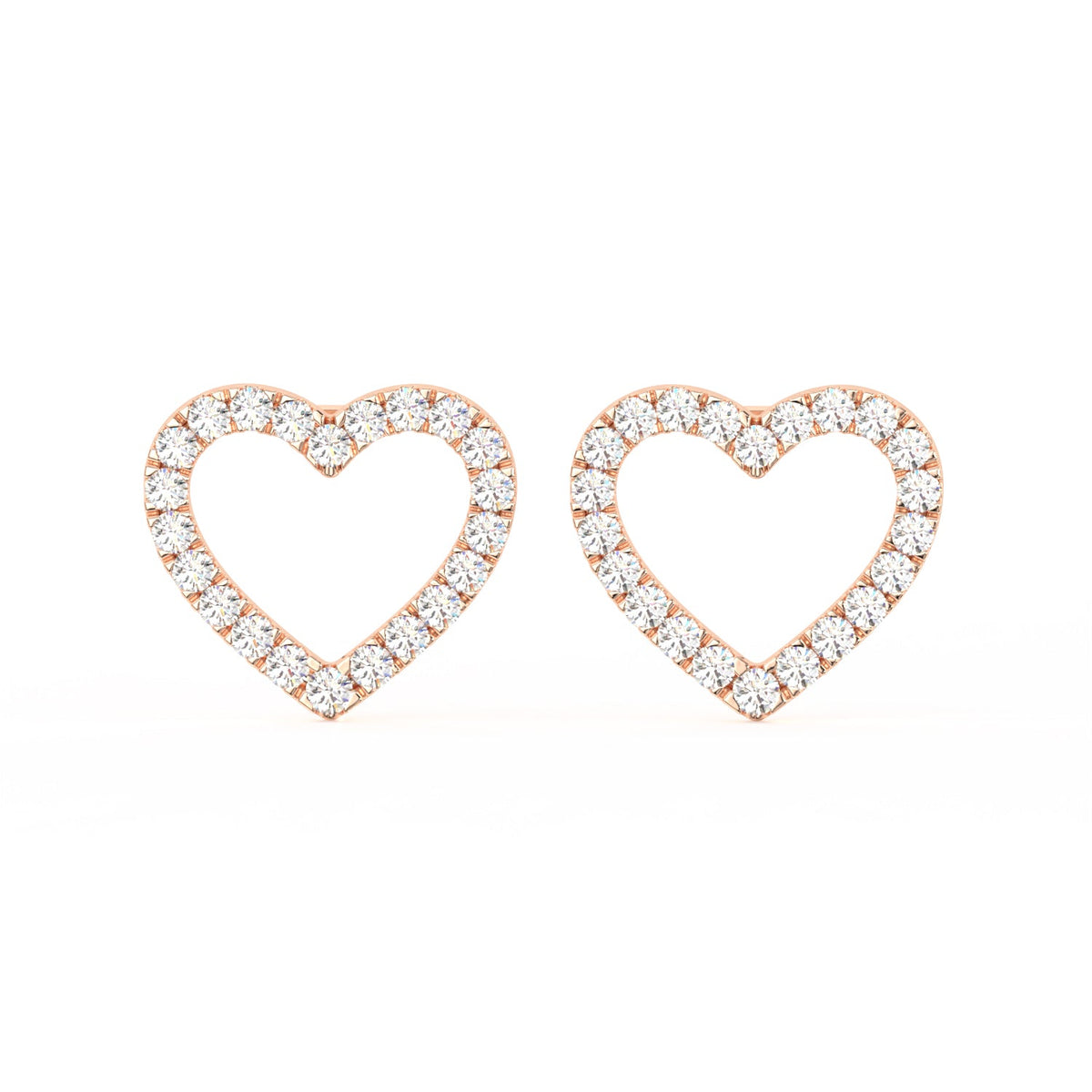 1 Ct Round Cut Moissanite Heart Stud Earrings in 14K Gold Plated