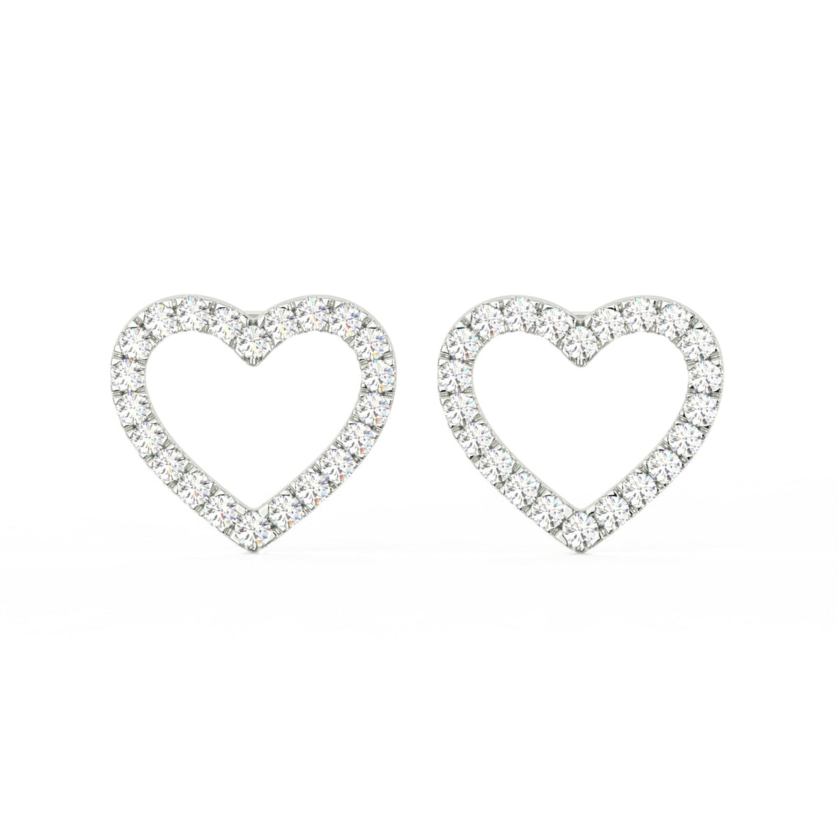 1 Ct Round Cut Moissanite Heart Stud Earrings in 14K Gold Plated