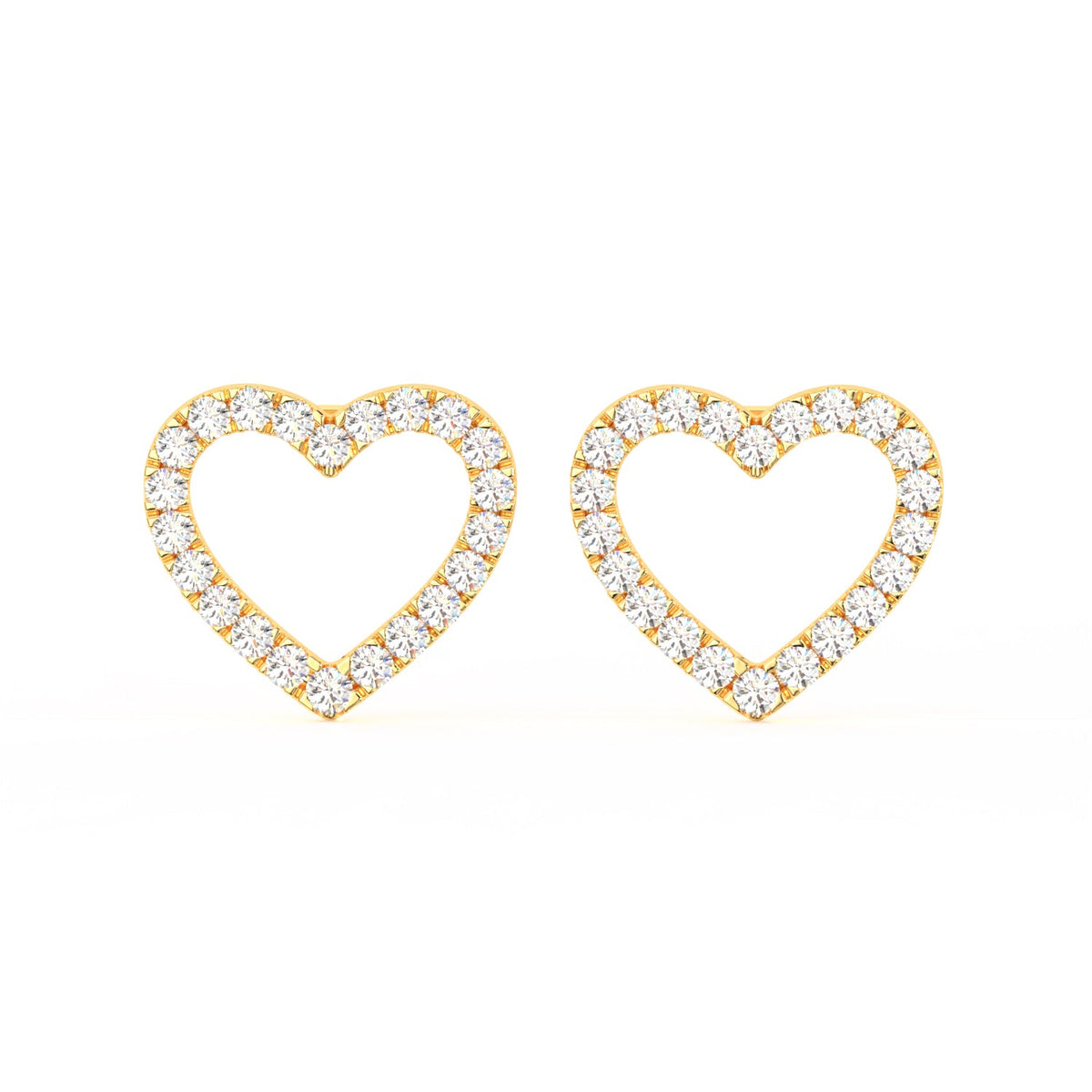 1 Ct Round Cut Moissanite Heart Stud Earrings in 14K Gold Plated