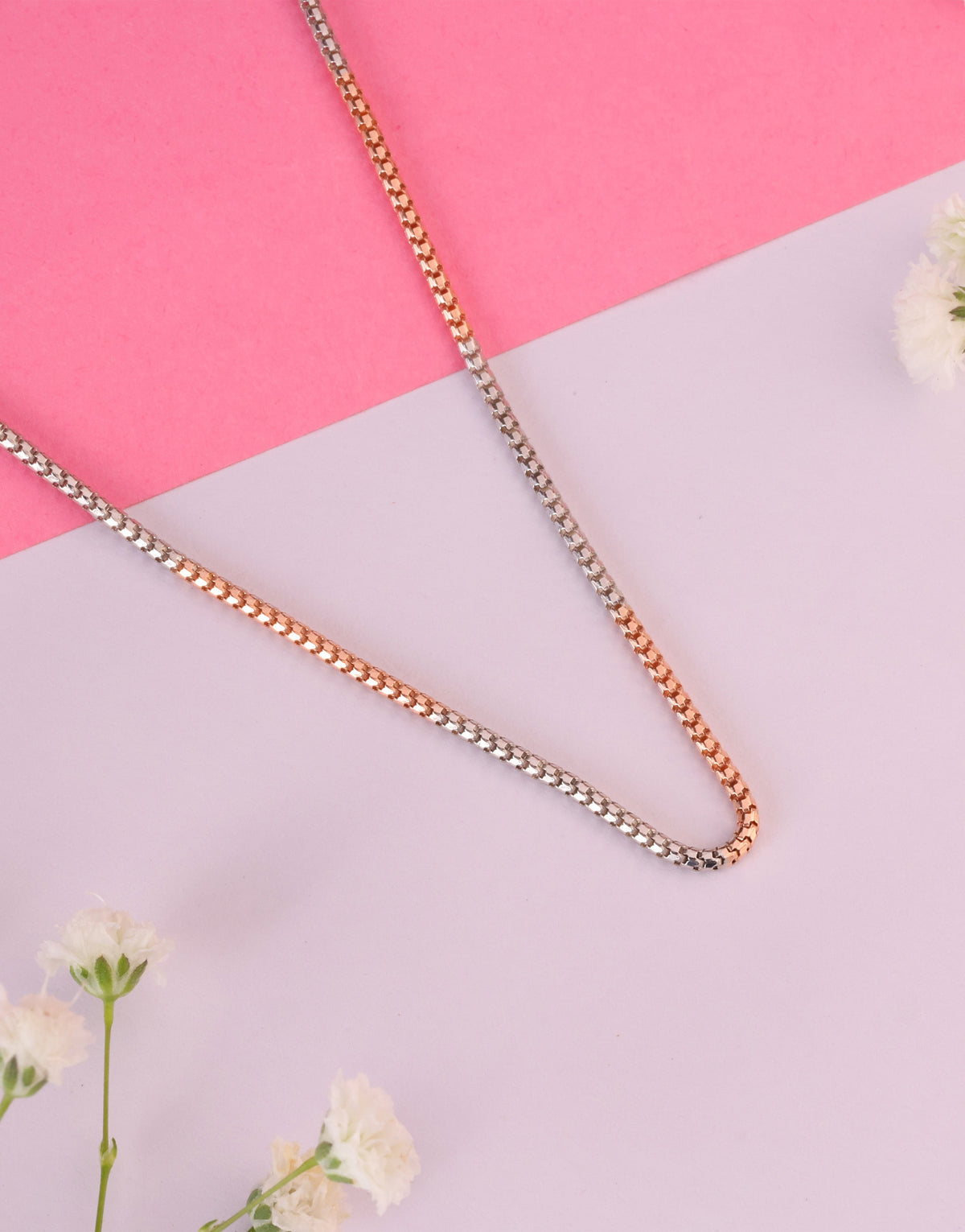 Trendy Silver & Rose Gold Chain