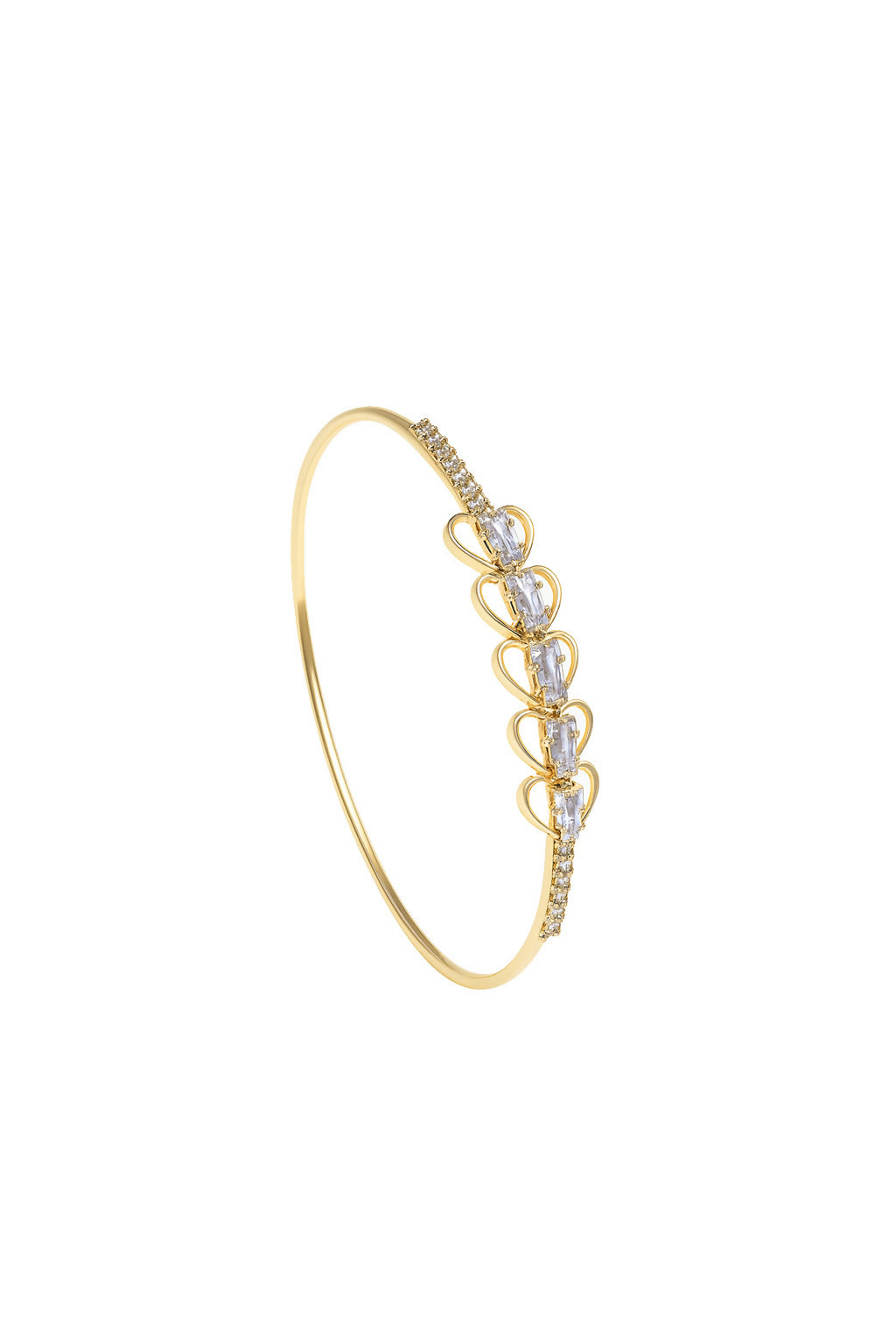 Anuradha Art Jewellery trendy golden finish with shimmering white stone stud Adjustable Kada bracelet for women and girls.