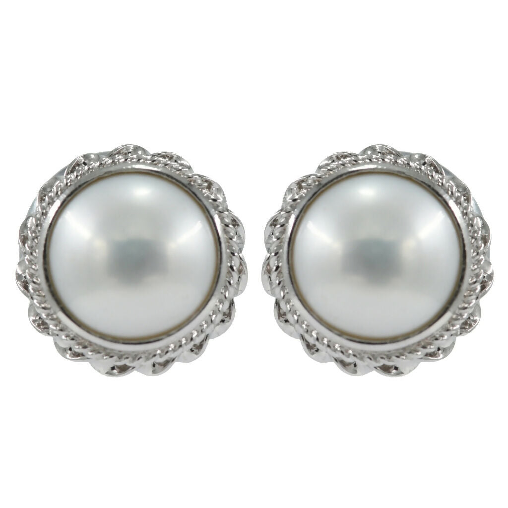 925 Sterling Silver Round Pearl Stud Earrings for Women & Girls