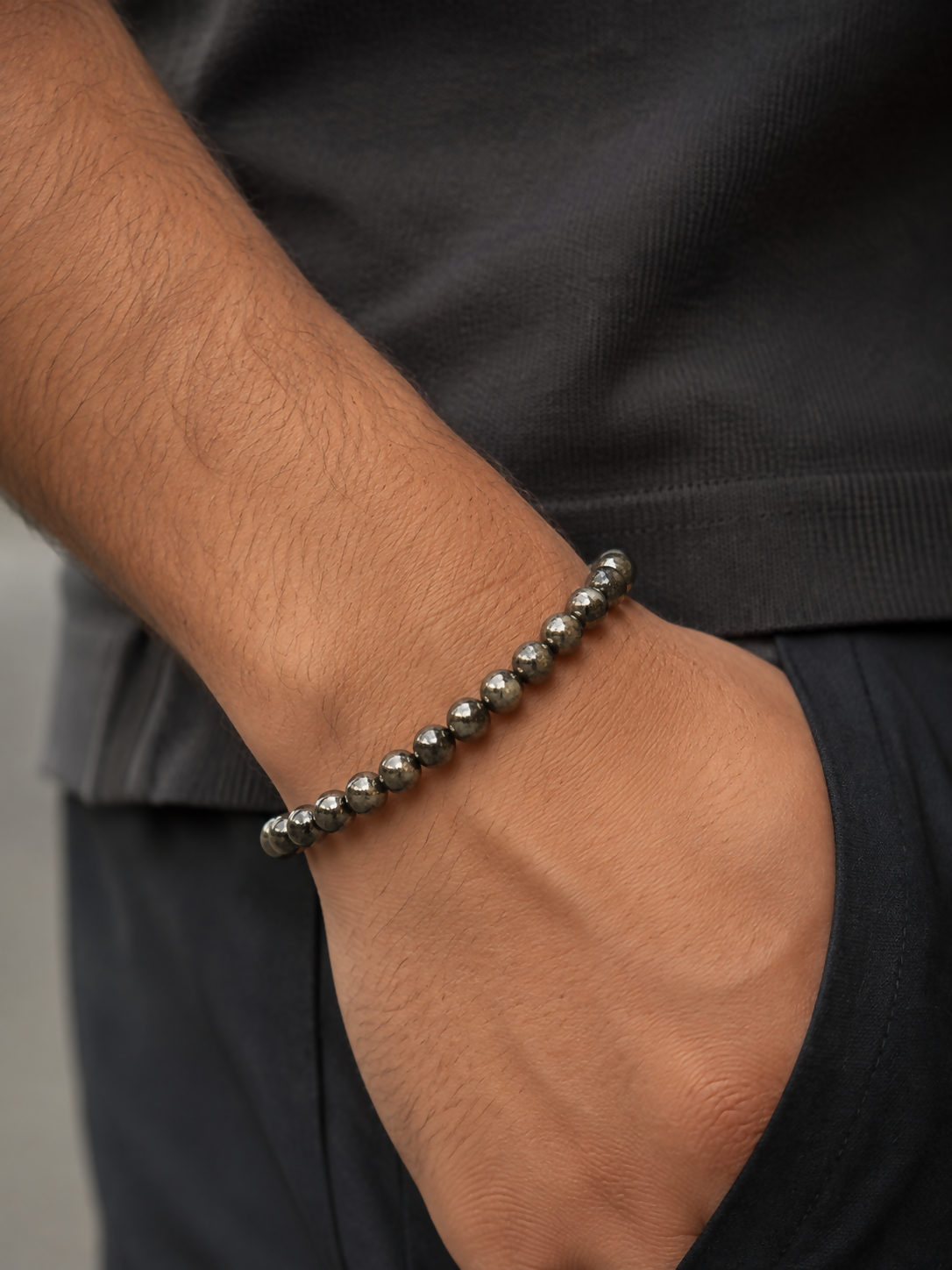 Natural Pyrite 8mm Gemstone Bracelet