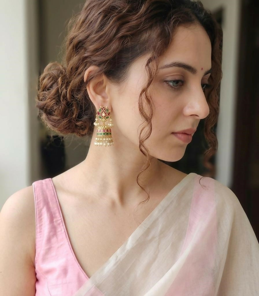Ear cuff and jhumka stack