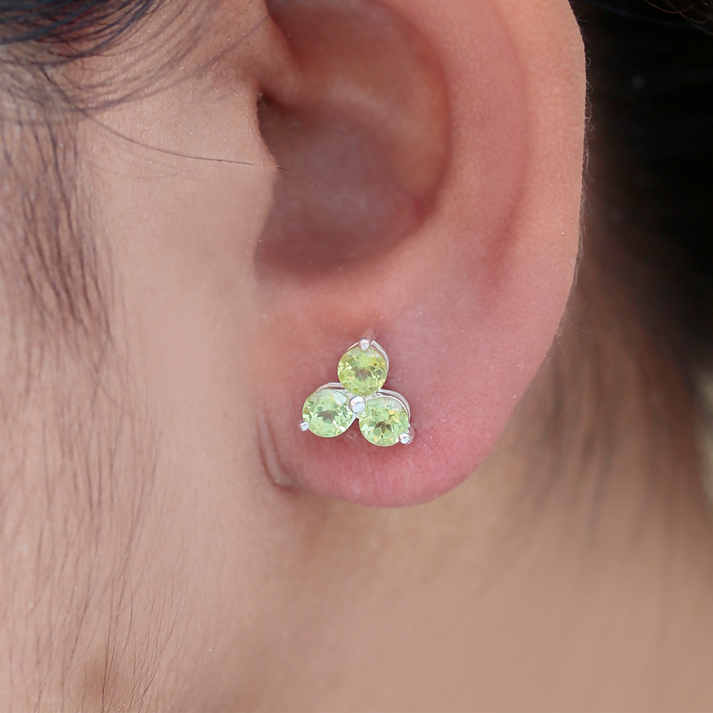 925 Sterling Silver Peridot Earrings for Women | Natural Light Green Gemstone Drop Earrings | Elegant Silver Jewelry