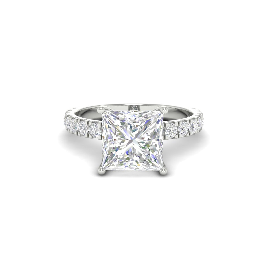 2.63Ct Princess Cut Moissanite Women Engagement Ring 14K Yellow Gold Plated