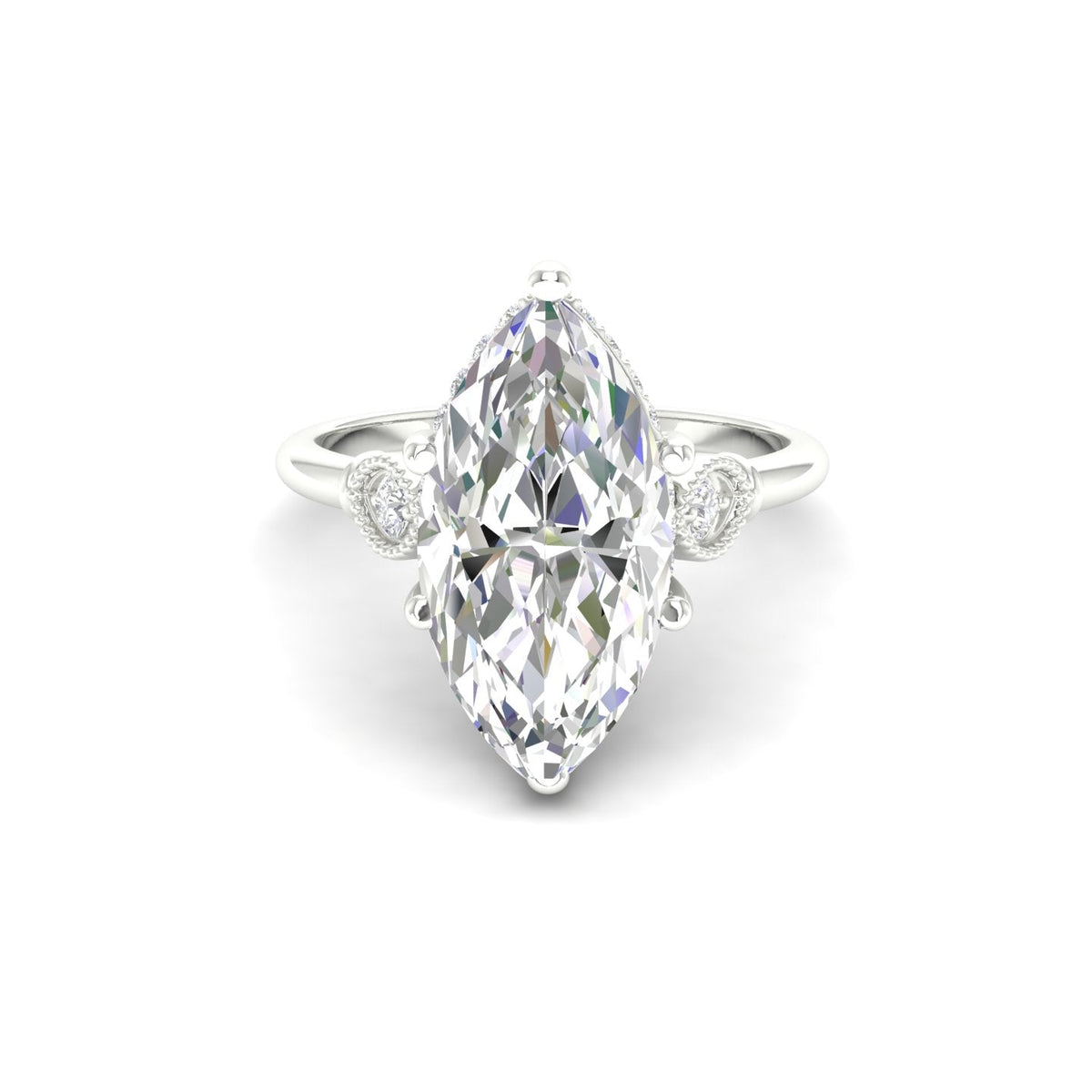 4.09Ct Marquise Cut Moissanite Engagement Ring 14K Yellow Gold Plated