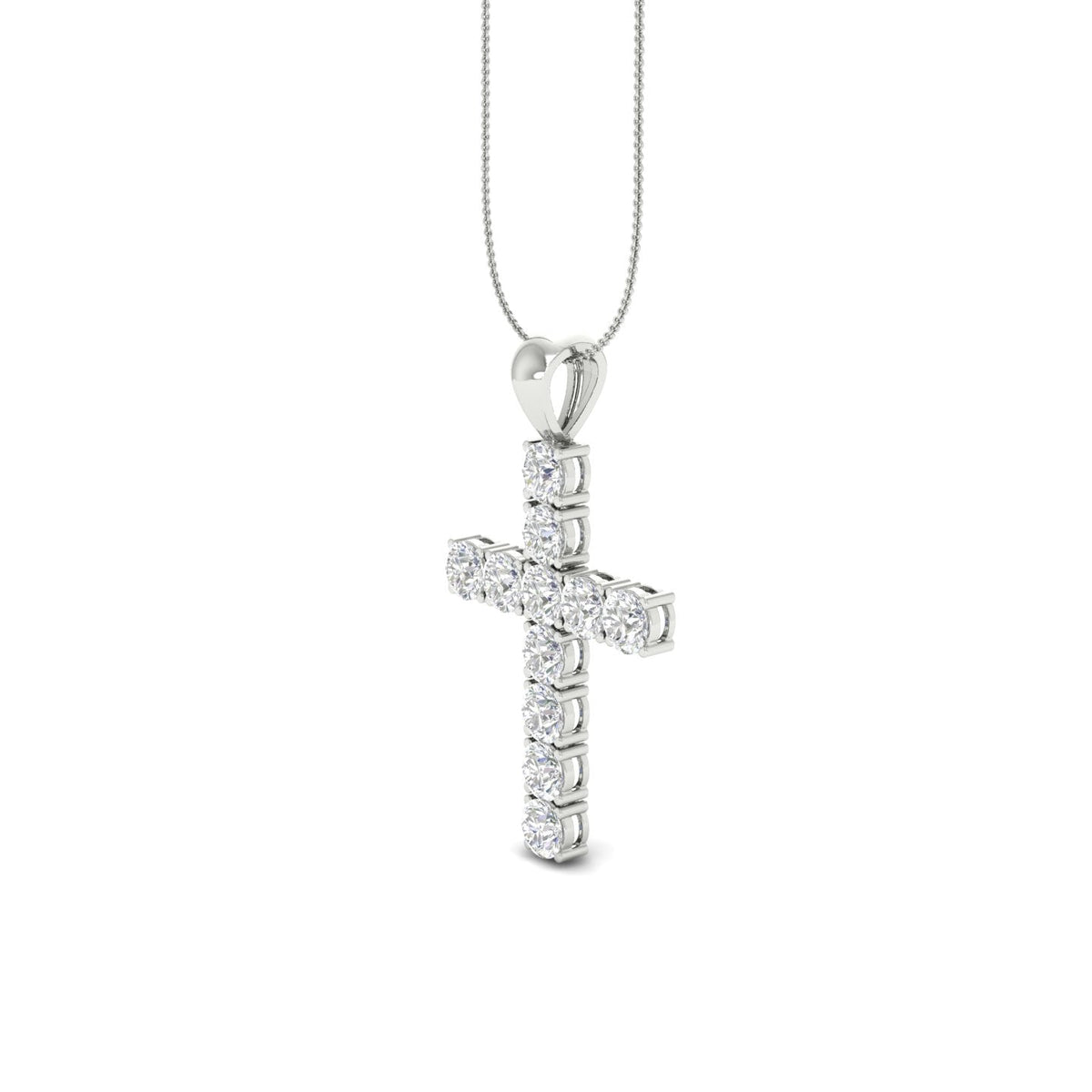 3Ct Round Moissanite Women Cross Pendant 14K White Gold Plated