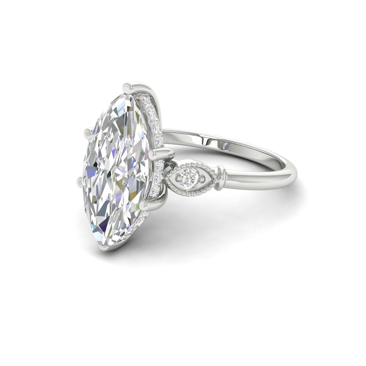 4.09Ct Marquise Cut Moissanite Engagement Ring 14K Yellow Gold Plated