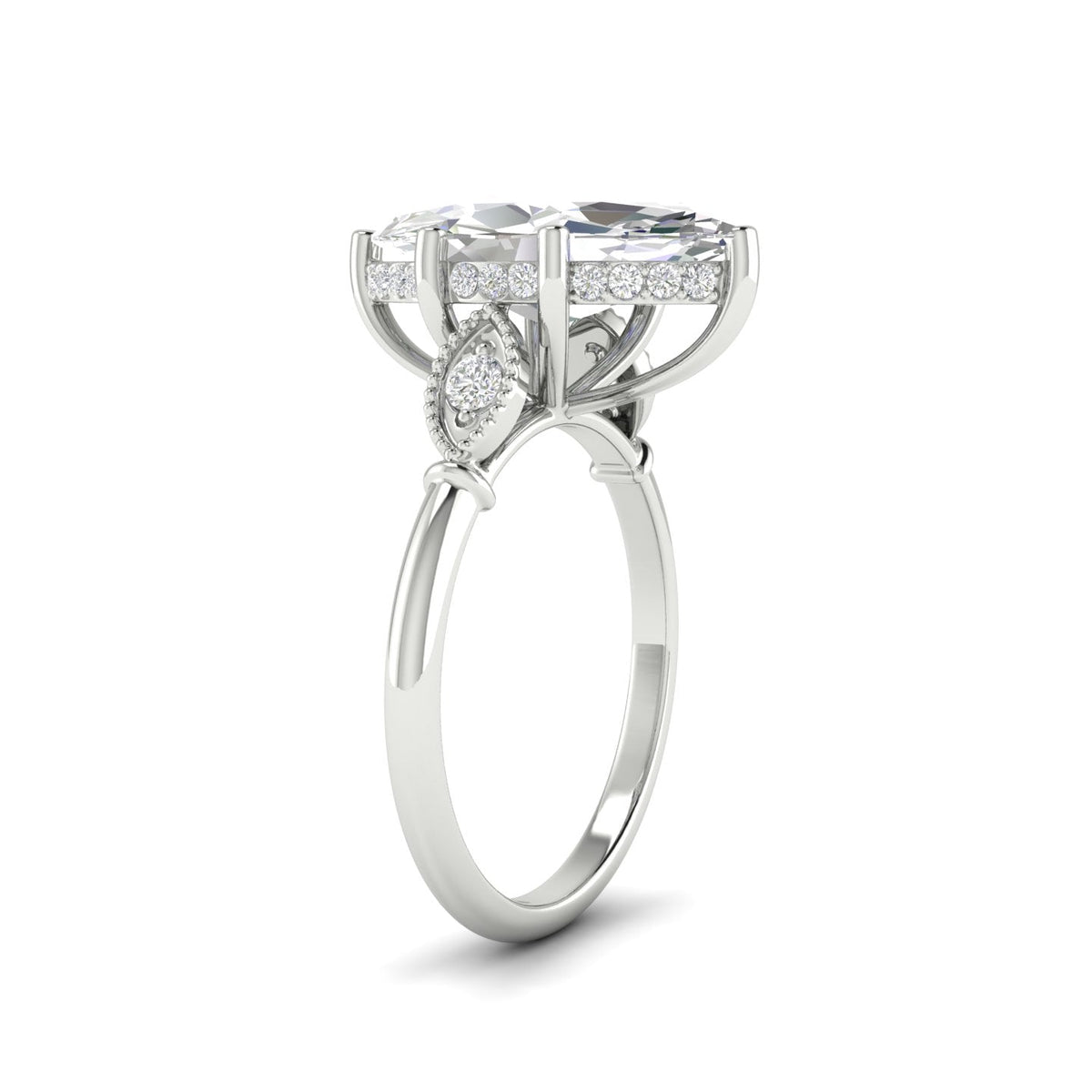 4.09Ct Marquise Cut Moissanite Engagement Ring 14K Yellow Gold Plated