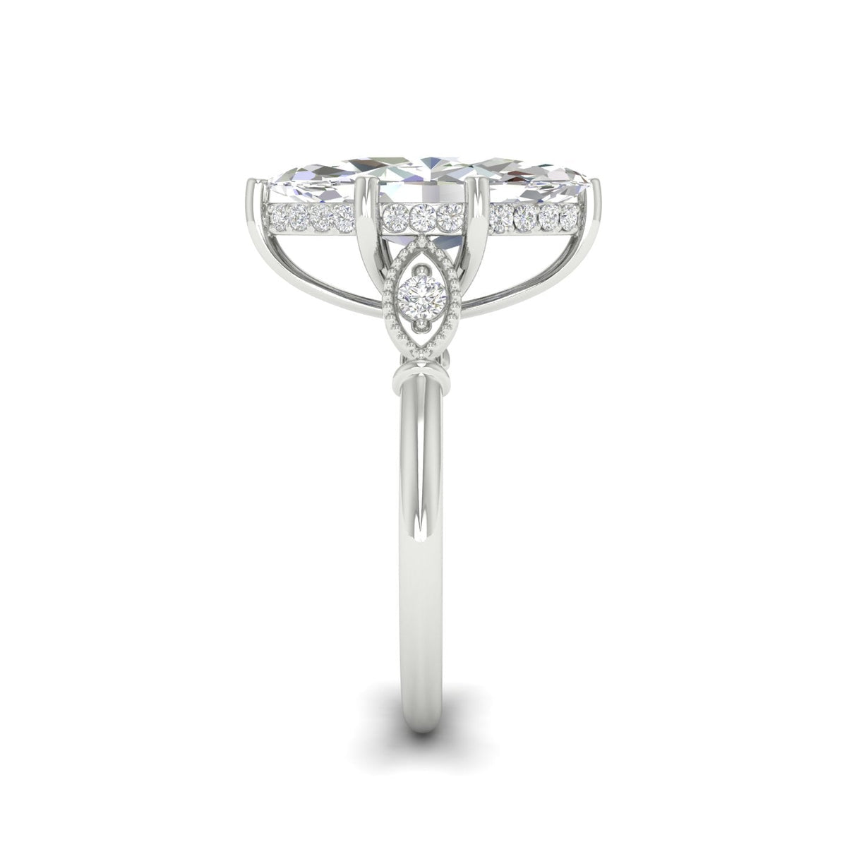 4.09Ct Marquise Cut Moissanite Engagement Ring 14K Yellow Gold Plated