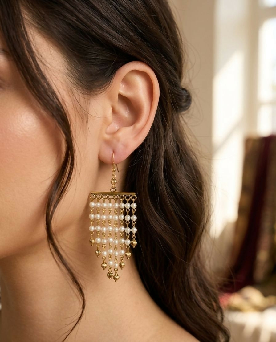 pearl chandelier earings
