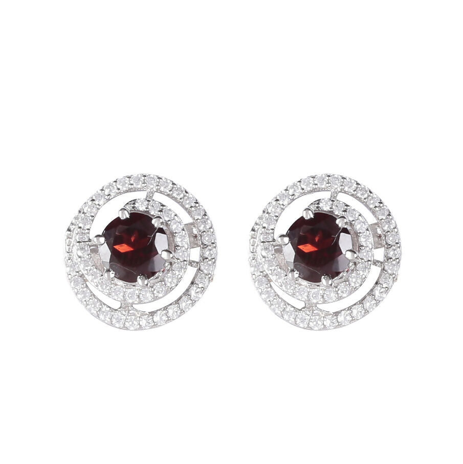 925 Sterling Silver Garnet Earrings for Women | Natural Red Gemstone Drop Earrings | Elegant Daily Wear Silver Jewelry
