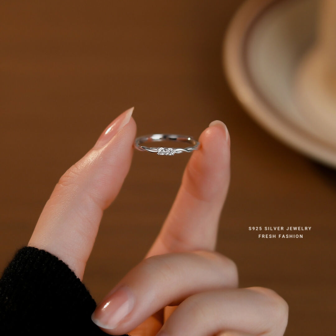 Brd Jewelry 925 Sterling Silver Twisted Cz Stone Silver Ring I Adjustable Silver Ring For Women & Girls