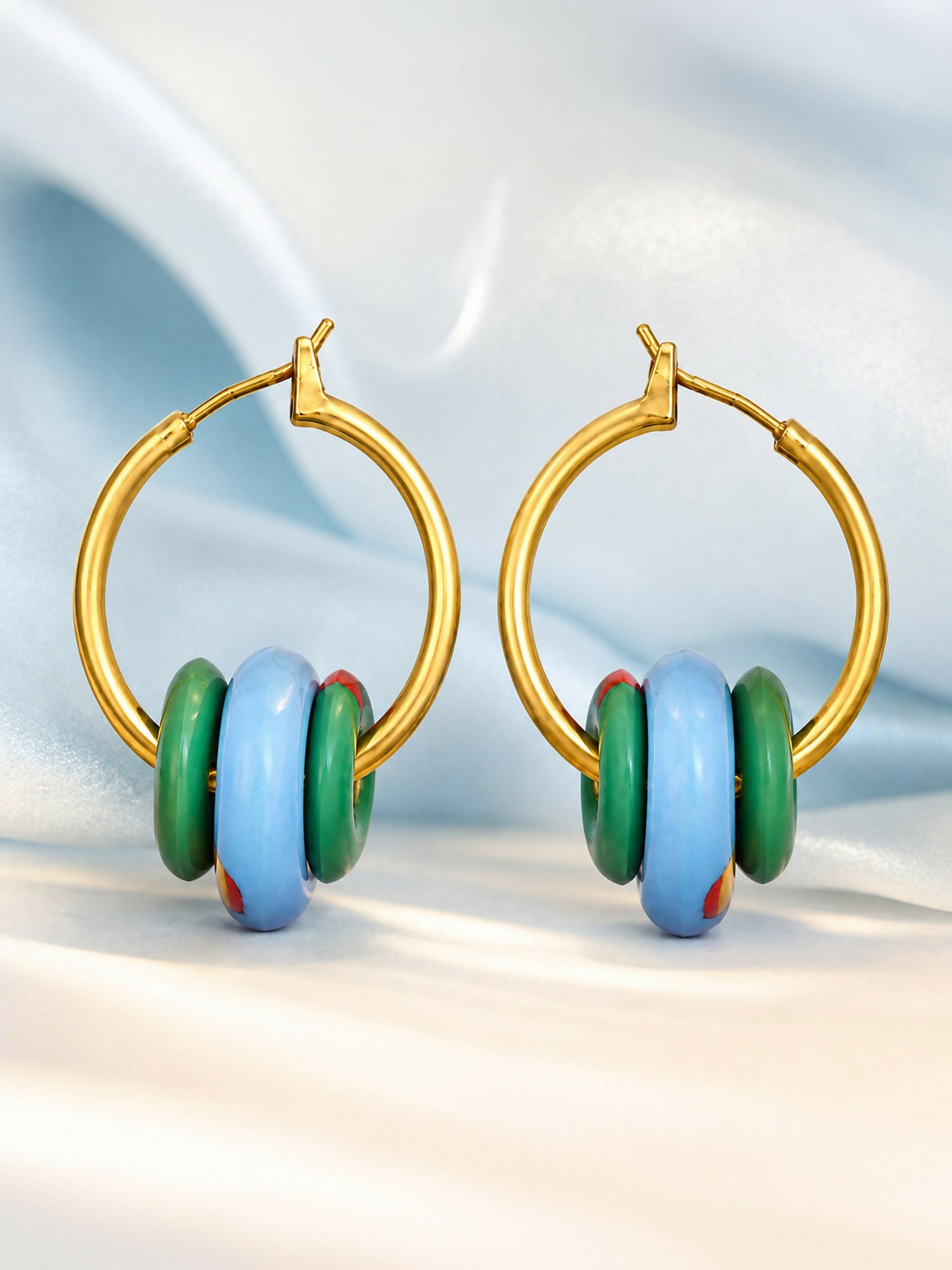 Colorful Beaded Hoop Earrings