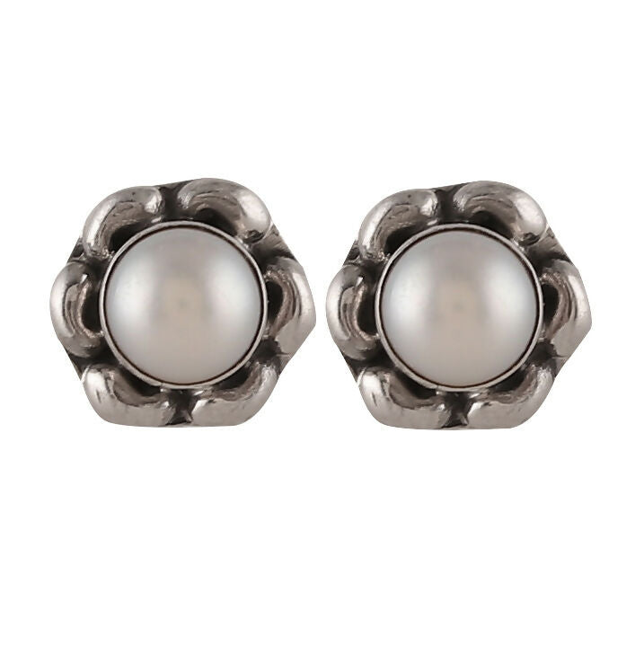 925 Sterling Silver Pearl Eartops for Women | Classic White Pearl Stud Earrings | Elegant Daily Wear Jewelry