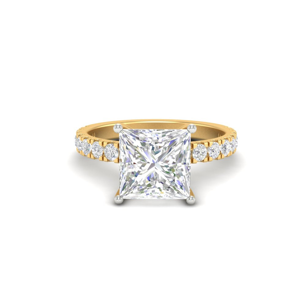 2.63Ct Princess Cut Moissanite Women Engagement Ring 14K Yellow Gold Plated