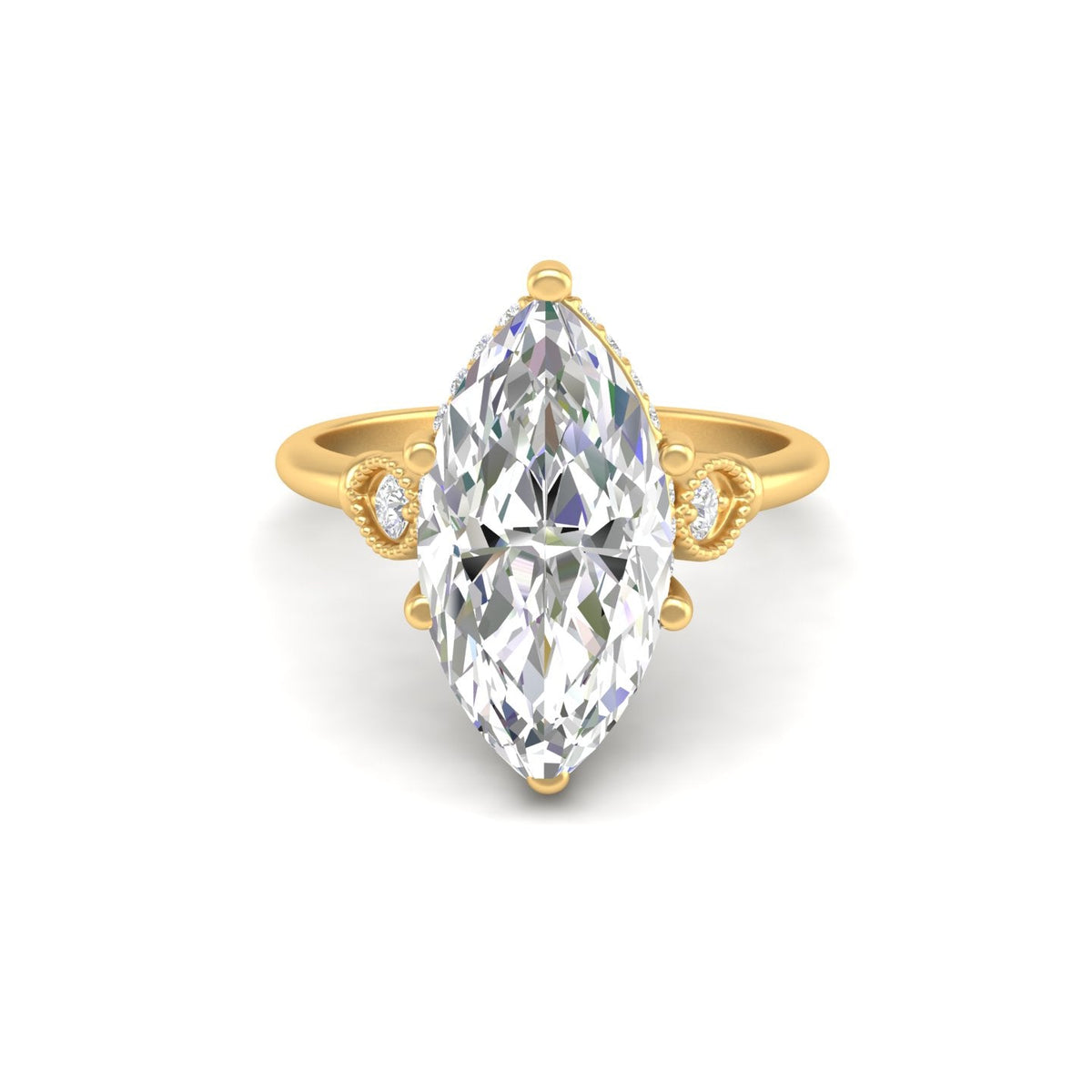 4.09Ct Marquise Cut Moissanite Engagement Ring 14K Yellow Gold Plated
