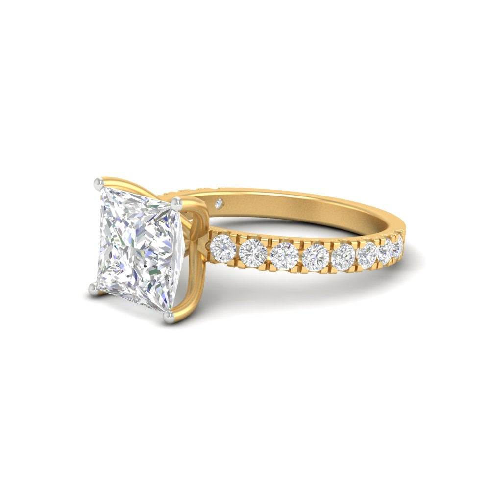2.63Ct Princess Cut Moissanite Women Engagement Ring 14K Yellow Gold Plated