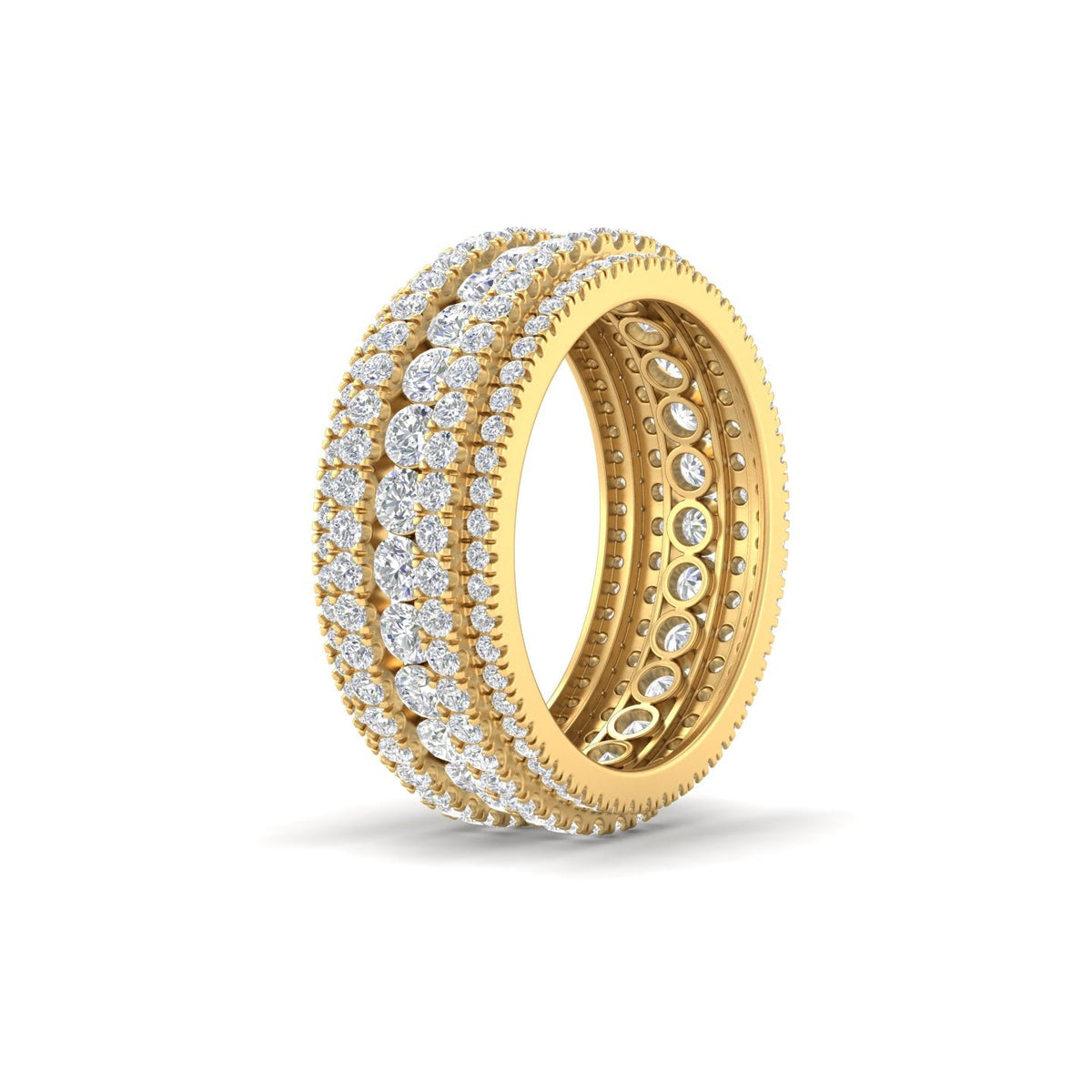 4Ct Round Cut Moissanite Men's Wedding Band Ring 14K Yellow Gold Plated