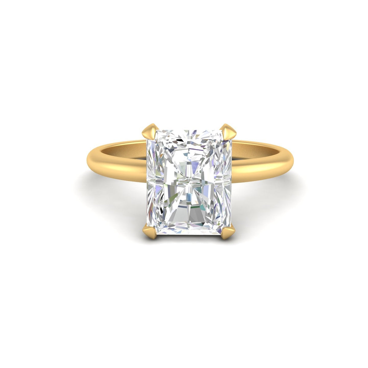 3Ct Radiant Cut Moissanite Women Solitaire Ring 14K Yellow Gold Plated