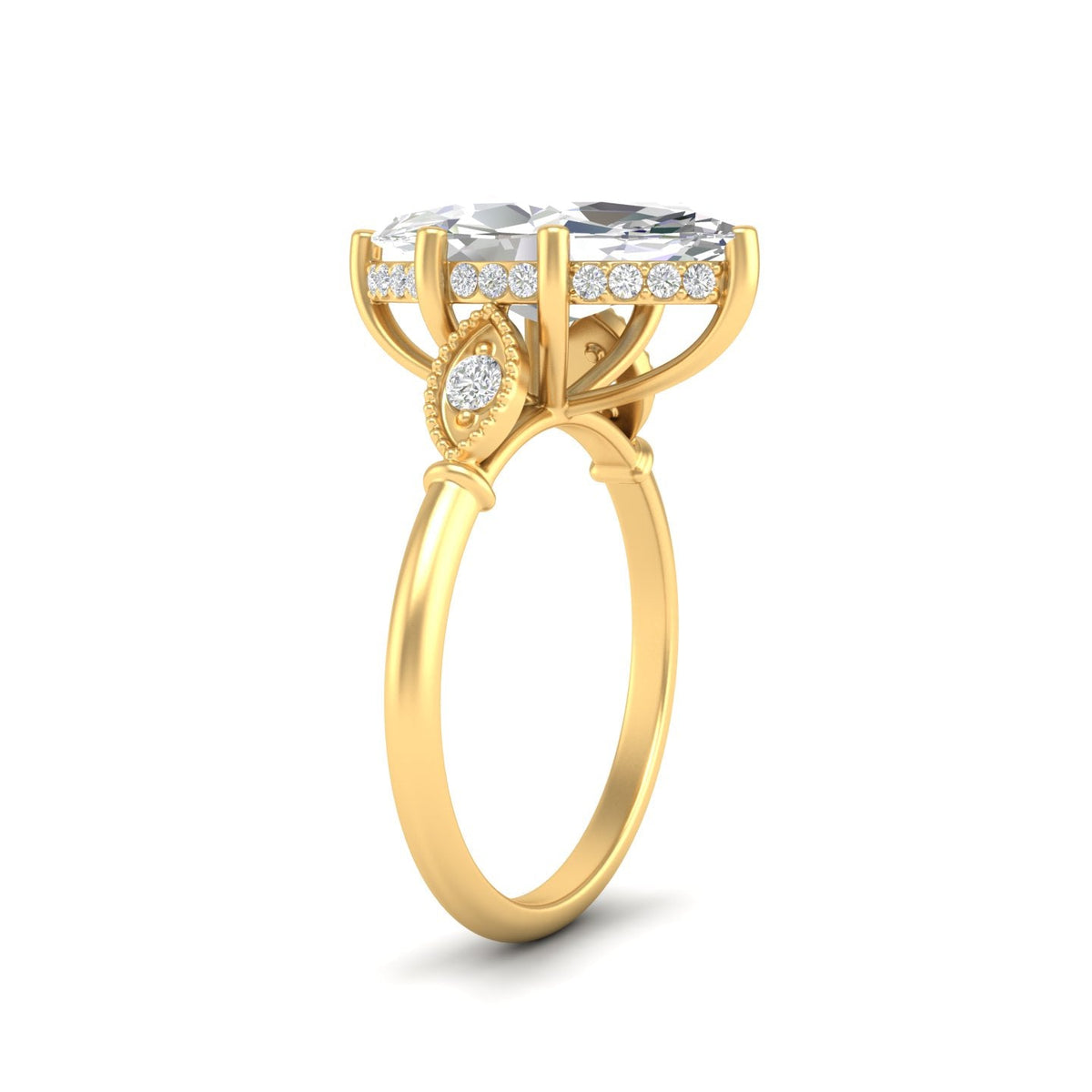 4.09Ct Marquise Cut Moissanite Engagement Ring 14K Yellow Gold Plated