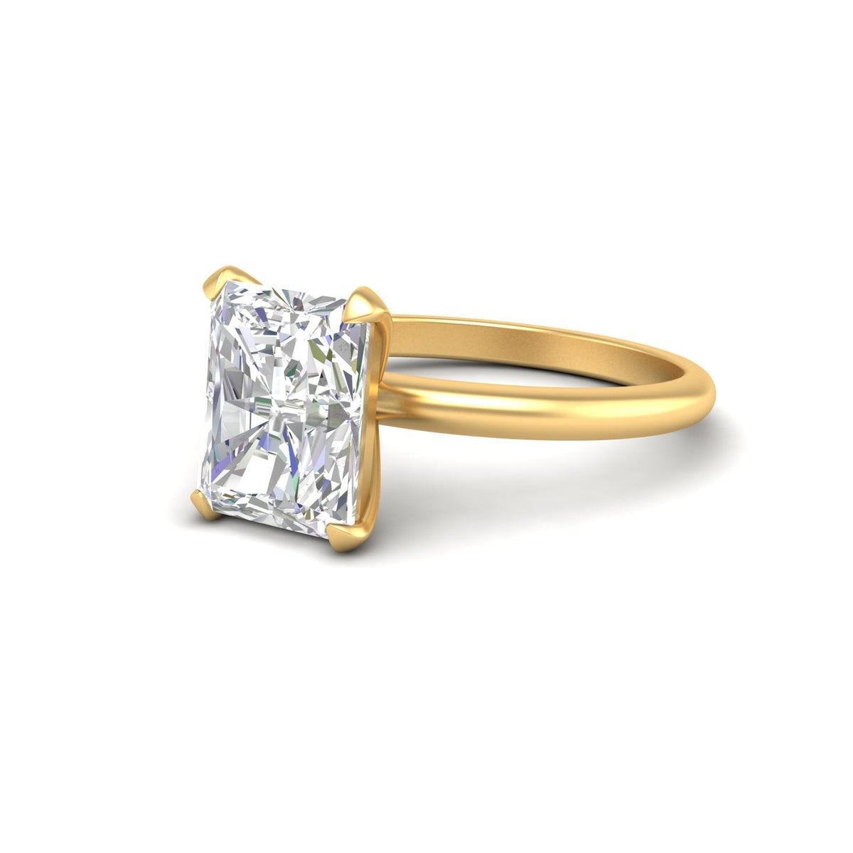 3Ct Radiant Cut Moissanite Women Solitaire Ring 14K Yellow Gold Plated