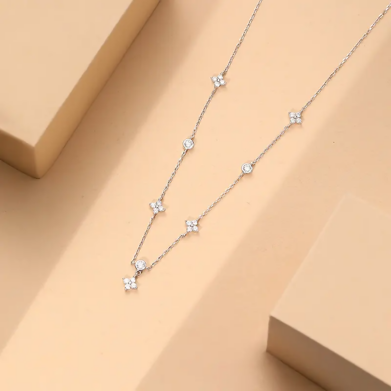 Brd Jewelry 925 Sterling Silver Diamond Minimalist Necklace For Women And Girls