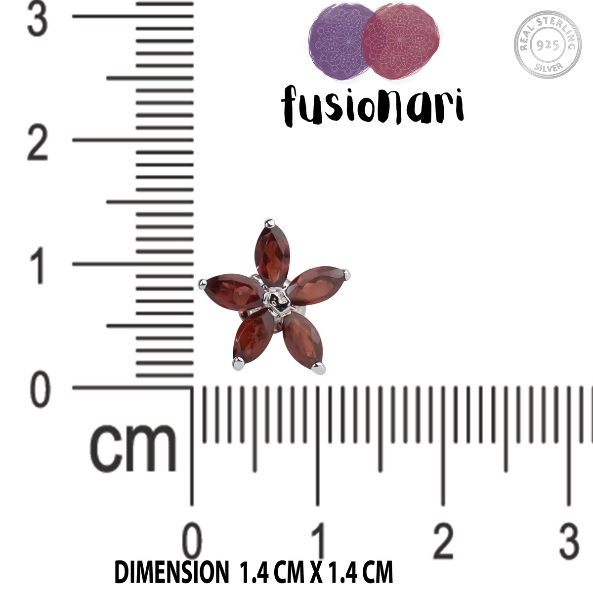 925 Sterling Silver Garnet Eartops for Women | Natural Red Gemstone Stud Earrings | Rhodium Finish Silver Jewelry