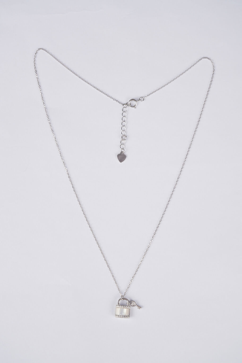 925 Sterling Silver Lock & Key Chain Necklace