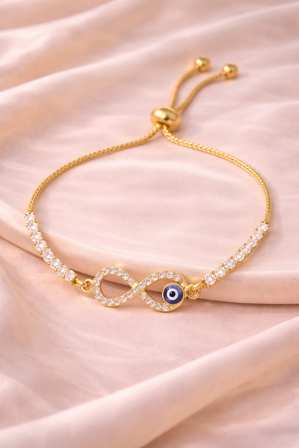 Evil Eye Infinity Bracelet with Cubic Zirconia