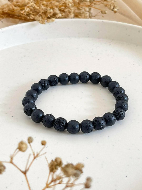 Natural Black Lava Stone 8mm Bracelet
