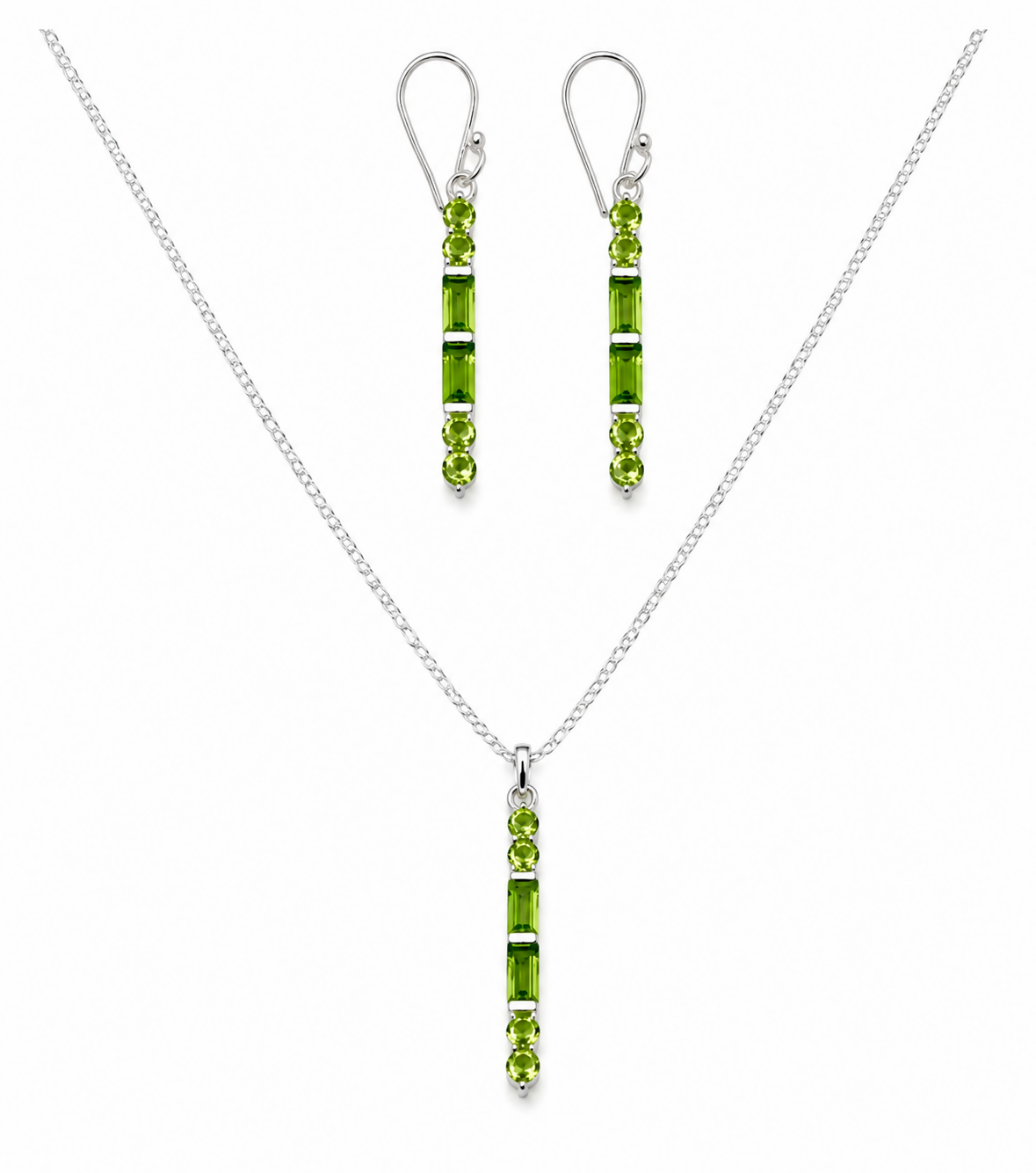Verdant Natural Peridot 925 Sterling Silver Jewellery Set